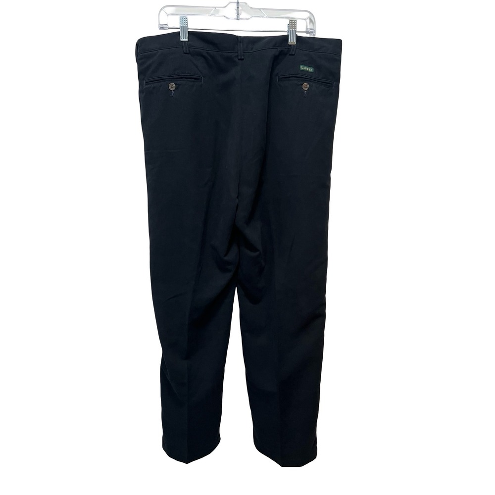 Lauren Ralph Lauren Mens Black Pleated Chino Pants Cotton Twill 40x31